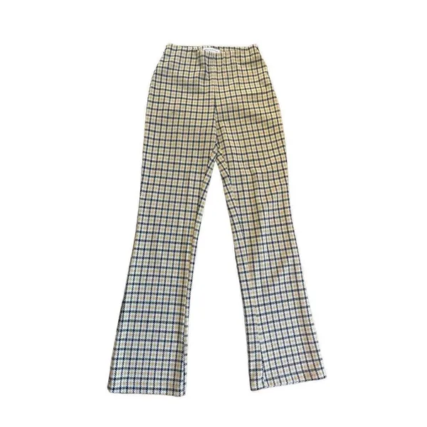 Urban Outfitters -‎ High Rise Kick Flare Pants XS yellow black plaid - Image 2