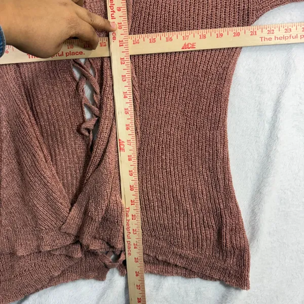 Charlotte Russe S Open Front Cardigan Dusty Rose‎ Lace-Up Back Knit Sweater - Image 9