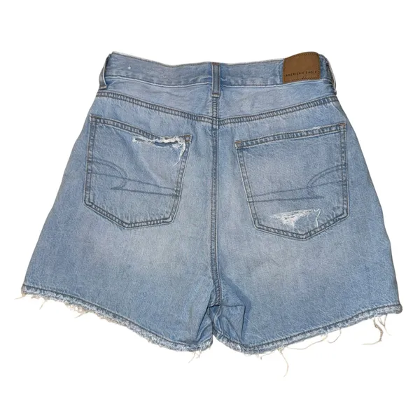 American Eagle High Rise‎ Baggy Shorts Size 26 Distressed Light Wash Spring Mom - Image 5