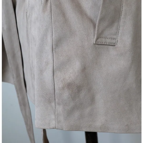 ZARA Beige Trench Coat Belted Suede Feel Classic Jacket Preppy Minimalist Small - Image 10