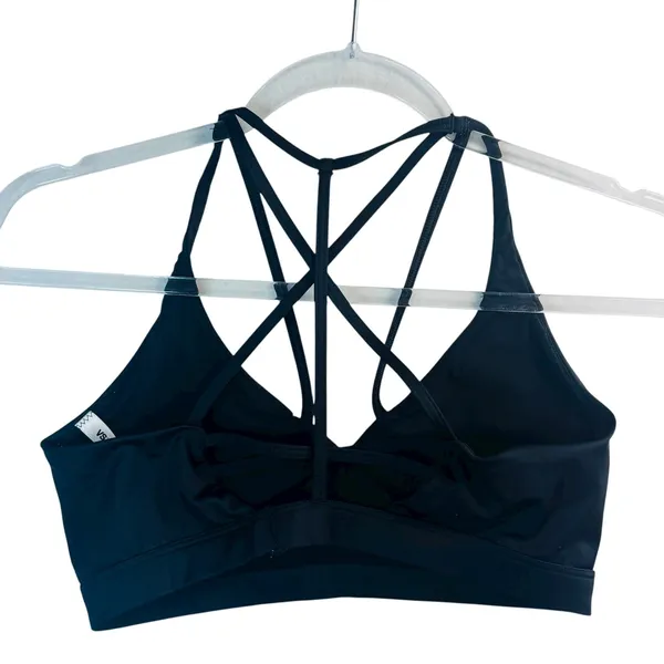 Victoria's Secret VSX‎ Black Strappy Sports Bra Size S Workout Gym Athleisure - Image 2