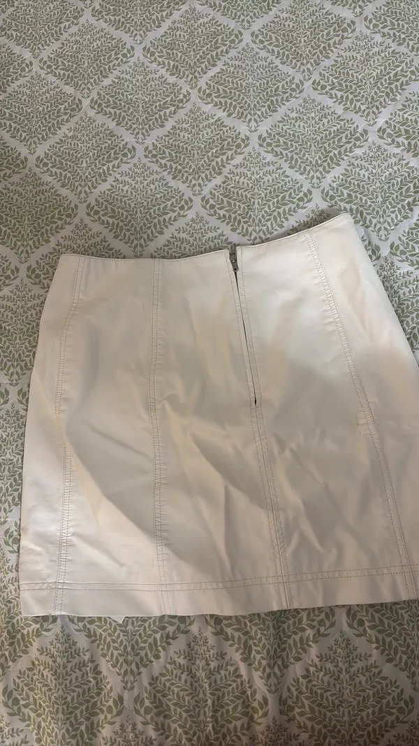 White Leather Skirt Free People Zip - Image 3