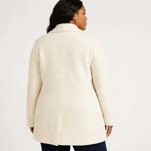 Free Assembly Womens Jacket XXL Cream Double Breasted Boxy Notch Lapel Coat - Image 9