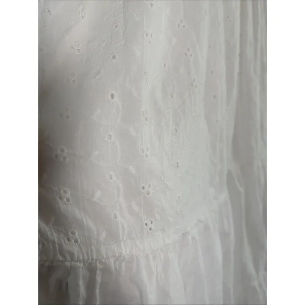 Indulge In Style Eyelet Tiered Midi Dress Womens Size L White Boho Ruffle Cotton - Image 2