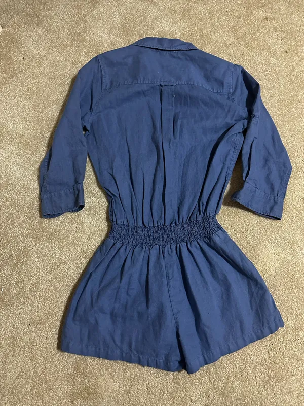 Victoria's Secret Long Sleeve Blue Button Down Romper - Image 4