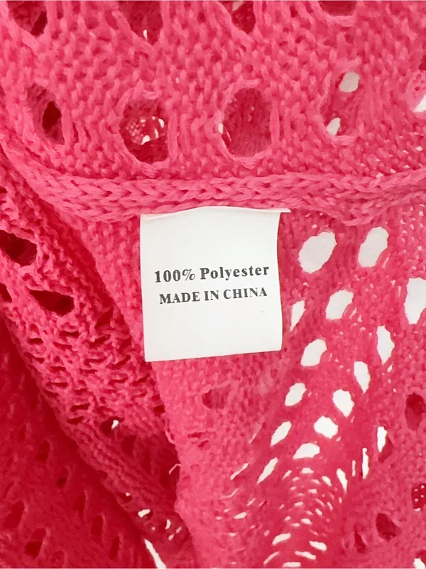 Miss Sparkling Hot Pink Crochet Open Knit Maxi Dress Swim Cover Up - Image 5