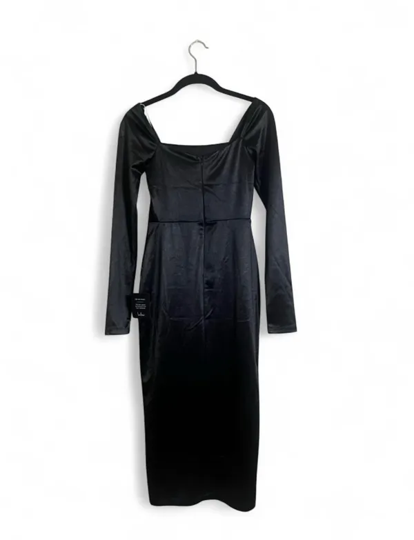 Lulus Satin Dress Sz XS Fabulous Encounters Midi Classic Black Special Events - Image 6