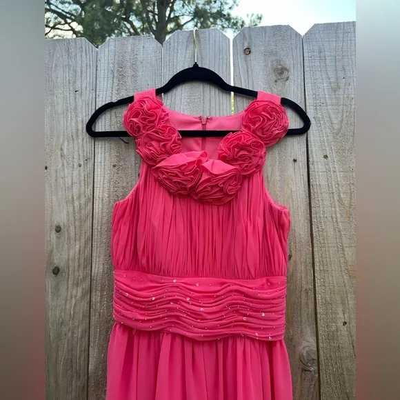 JS Boutique Barbie pink formal dress ruffle size 4 rhinestone‎ prom dance - Image 8