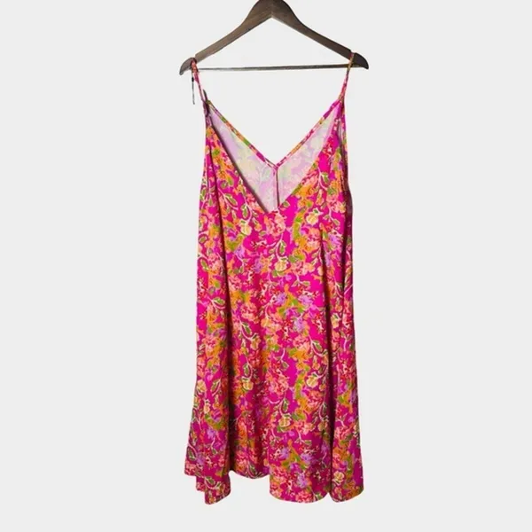 RESA Hannah Floral Midi‎ Slip Dress Small Pink Floral Fiji Print V Neck - Image 6