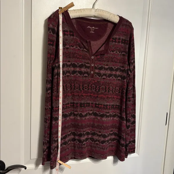 Eddie Bauer Women’s Boho Maroon Quilted Top Western SZ L - Image 6