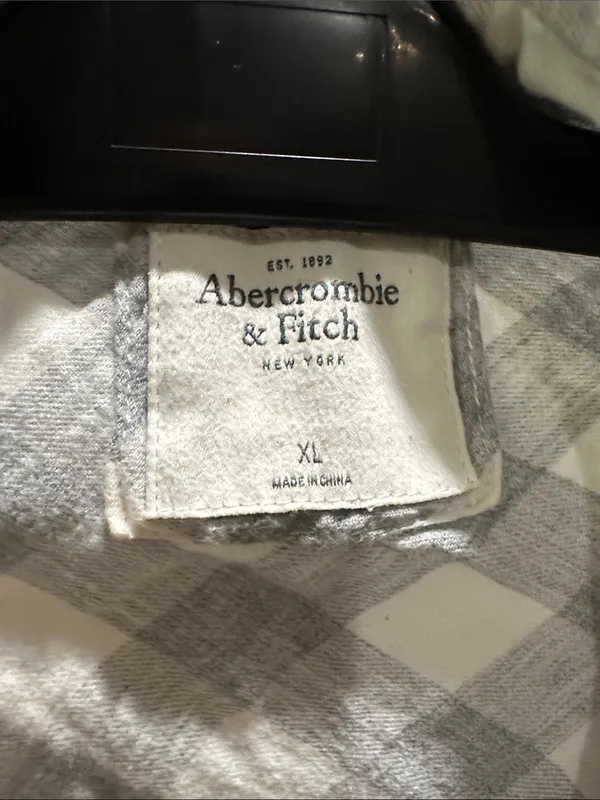 Abercrombie & Fitch Gray and White Plaid Shirt - Image 2