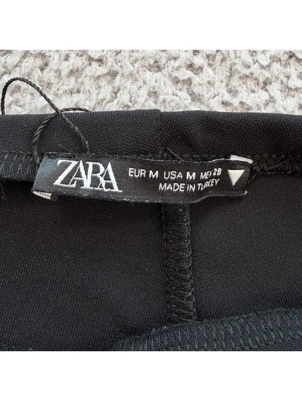 Zara Women's Black High Rise Wide Leg Stretch Pull-On Palazzo Pants Medium M - Image 5