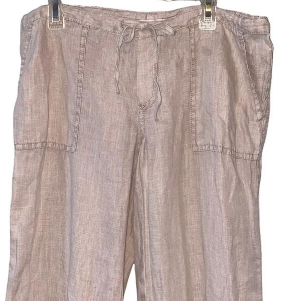 Victoria's Secret Linen Blend‎ Pants Light Pink Flax Drawstring Wide Leg Size 0 - Image 2