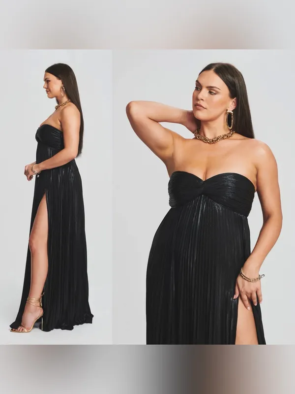Retrofête Zoa Metallic Pleated‎ Strapless Gown Black XXL NWT - Image 9