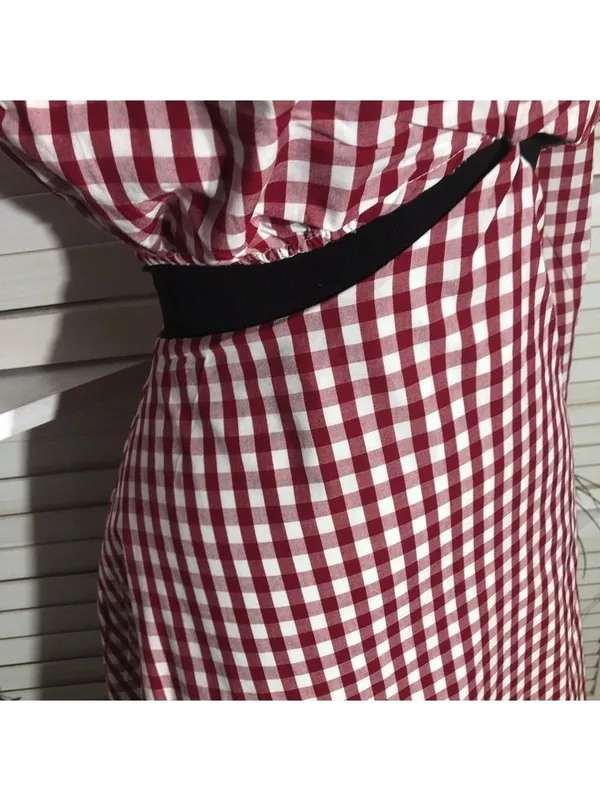 Lovers and Friends Gingham Red One Shoulder Mini Dress M - Image 11