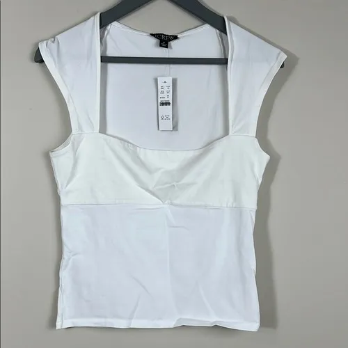 J. Crew‎ Squareneck cap-sleeve top in stretch cotton blend size XL - Image 3