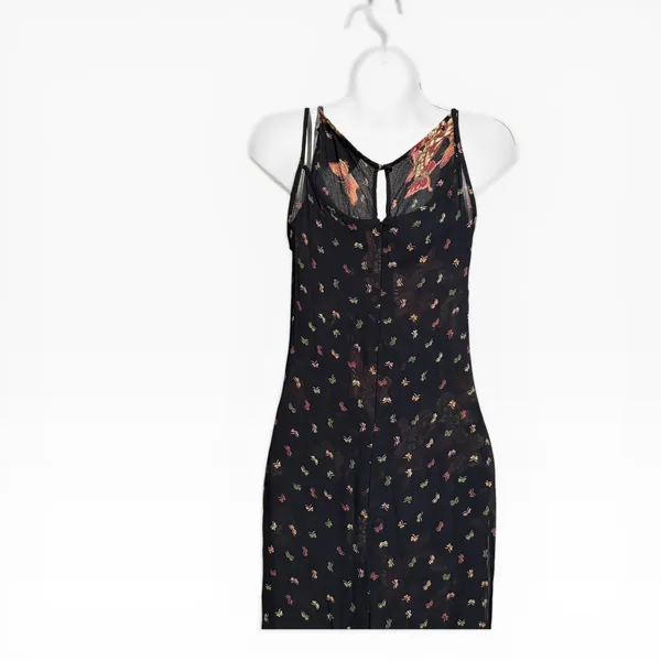Lori Weidner Evenings Maxi Dress Womens 4 Black Excellent Butterfly Floral 90s‎ - Image 5