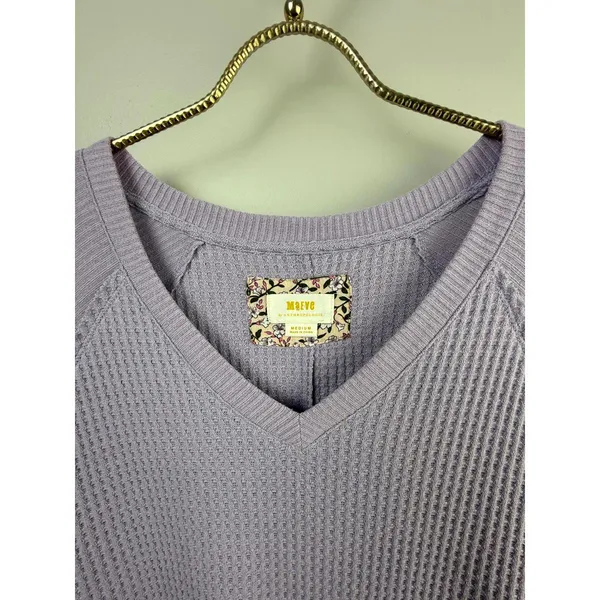 Maeve by Anthropologie Purple Pearson Waffle Pullover Tee - Size - Medium - Image 7