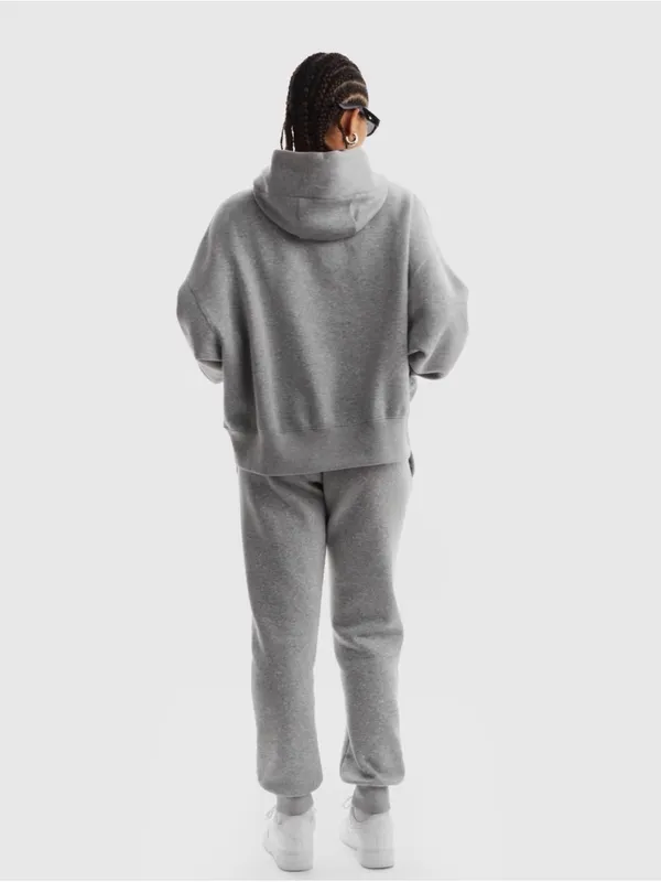Nike Gray Crewneck Hoodie with White Swoosh Size Small - Image 3