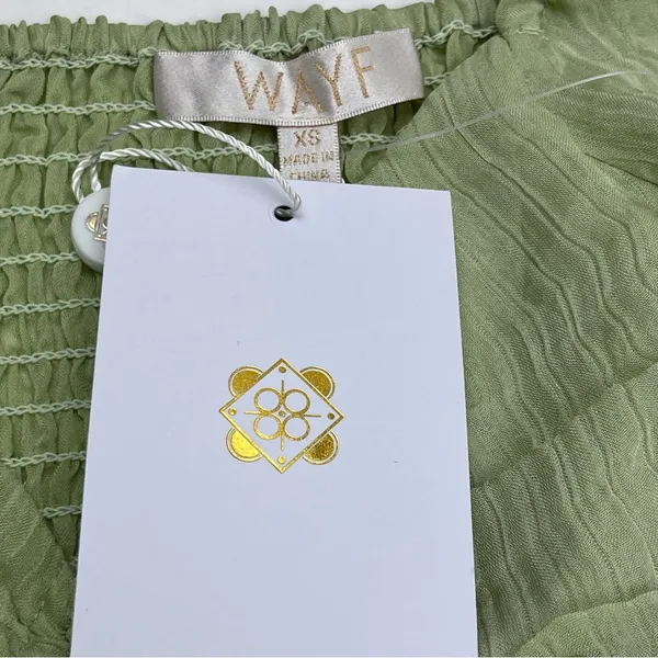 WAYF Secrets Kept Gathered Flutter Sleeve Top‎ XS Green Coquette NEW *TINY FLAW - Image 4