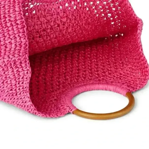 NWT Tabitha Brown x Target Lemon Wedge Tassel Woven Straw Tote Bag Pink - Image 2