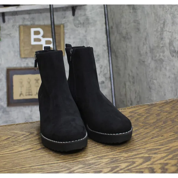 NEW Style & Co. Womens Sayylor Wedge Booties 10019630400 Black Microsuede 7.5M - Image 7