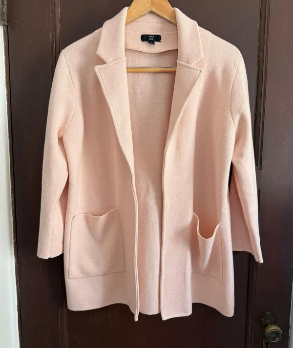 J. CREW | Sophie Pastel Pink Cotton Merino Blend Sweater Blazer | Medium - Image 2
