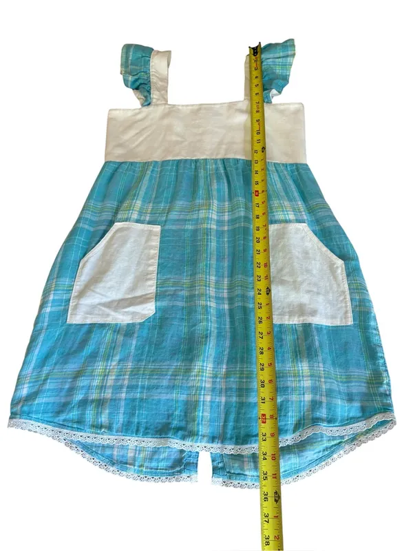 Forest Queen Vintage Style Pinafore Apron Dress Ruffle Cap Sleeves Womens Small - Image 8