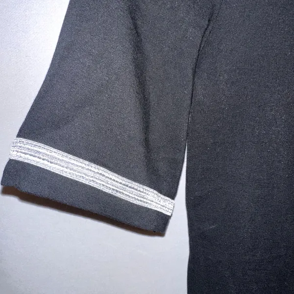 Ralph Lauren Black Silver Short Sleeve Button Detail Size Medium Blouse Cotton - Image 3