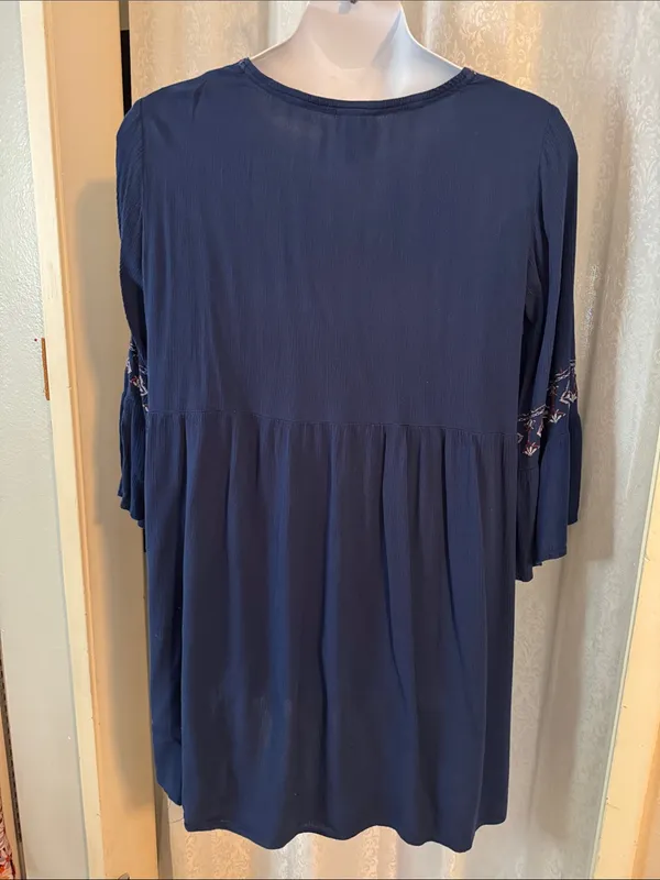 KNOX ROSE Navy Embroidered Smock Ddesd Sz: XXL - Image 2
