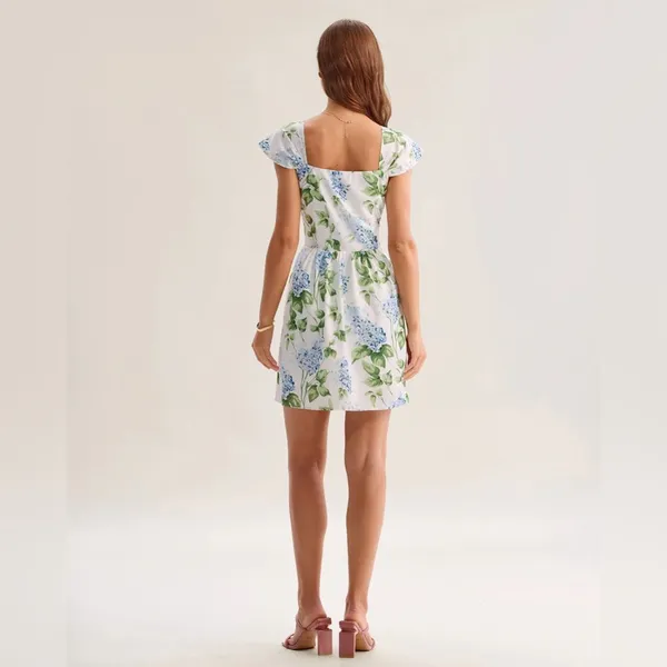 Rihoas White Floral Square Neck Mini Dress - Image 5