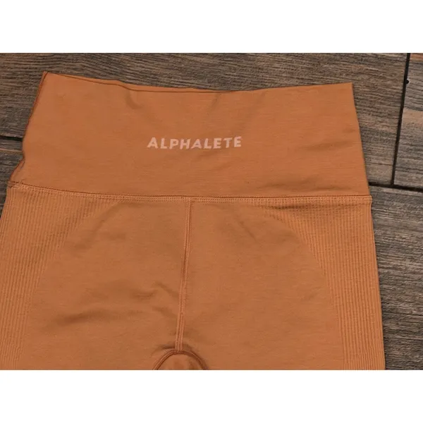 Alphalete High Rise Seamless Butt‎ Scrunch Leggings Burnt Orange Medium Yoga Gym - Image 3
