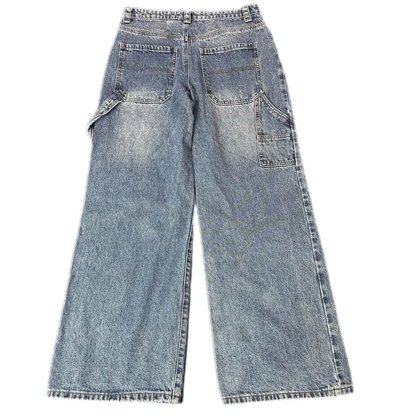 Edikted Wide Leg Carpenter Medium Wash Jeans Size M - Image 4