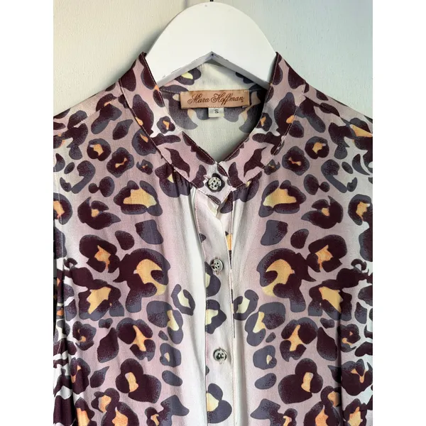 Mara Hoffman Leopard Print Sleeveless Button Front Tunic Top Small 100% Rayon - Image 3
