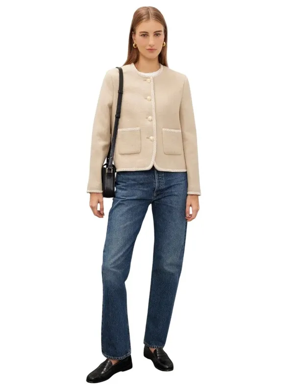DUNST Beige Tweed Boucle Jacket in Small Womens Wool Jacket - Image 3