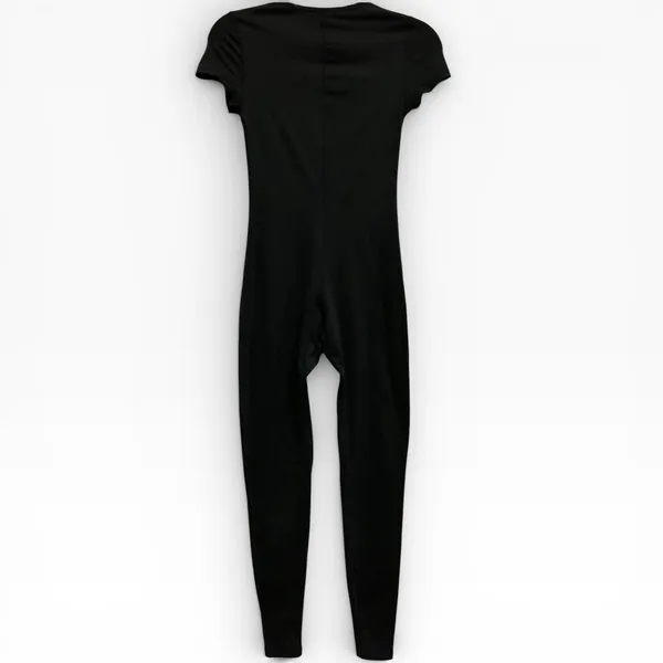 White Fox Boutique Black Short Sleeve Zip Full Length‎ Jumpsuit One Piece XS - Image 3