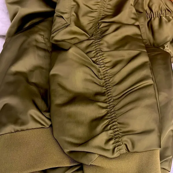 Nike olive green reversible varsity bomber jacket XL - Image 7
