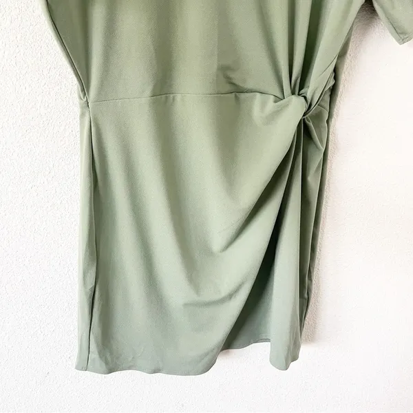 Abercrombie & Fitch Mint Green Side Knot Draped Classic Casual Fit Mini Dress - Image 4