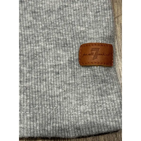 7 For All Mankind Gray Waffle Knit Henley Long Sleeve Shirt Sz S indie grunge - Image 2