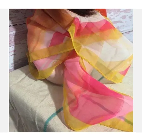 Super Groovy Vintage Chiffon Nylon Square Scarf 60’s 70’s Psychedelic Colors - Image 4