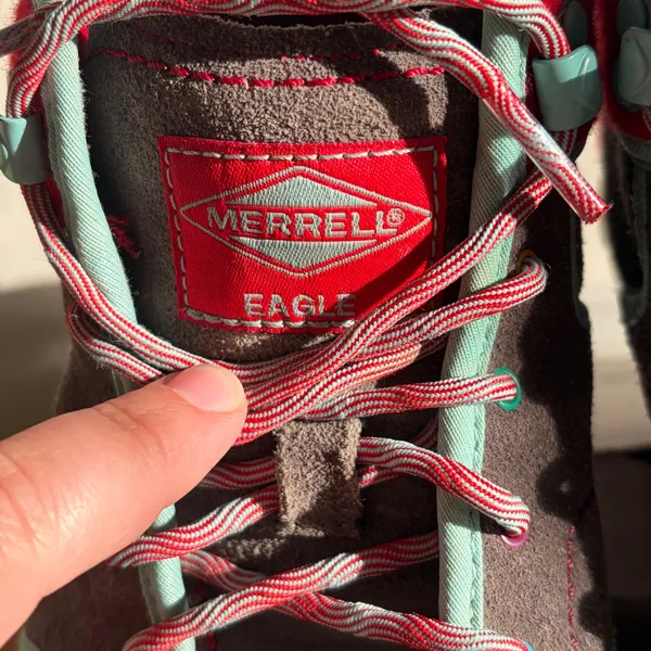 Merrell Eagle Origins Felt Charcoal Red Hiking Boots Womens Size 7‎ Retro Suede - Image 5