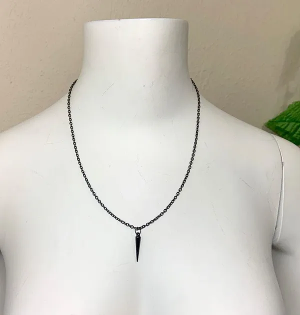 Spike Gunmetal Necklace Punk Goth Egirl New - Image 12