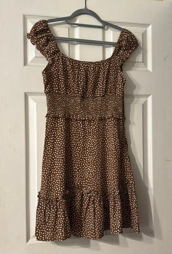Brown Polka Dot Dress Size M - Image 2