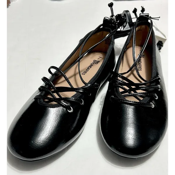 No Boundaries Corset Ballet Flats Black Lace Up Ankle Tie Womens Shoes Sz 7 NWOB - Image 7