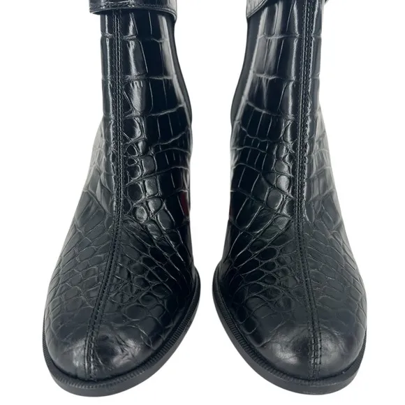 Christian Louboutin Croc Embossed Chelsea Boot 70 Calf Leather in‎ Black Size 37 - Image 9