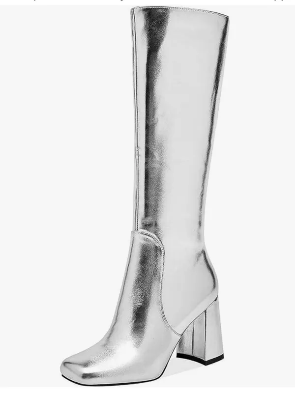 Sam Edelman Silver Knee Block Heel Boots size 6 new no box - Image 2
