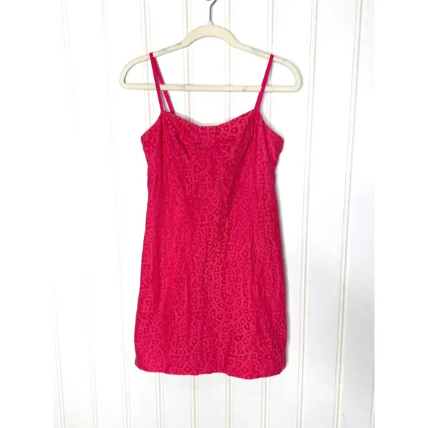 Lilly Pulitzer Pink Lace Mini Dress Sweetheart Anchor Zipper Summer Party Dress - Image 2
