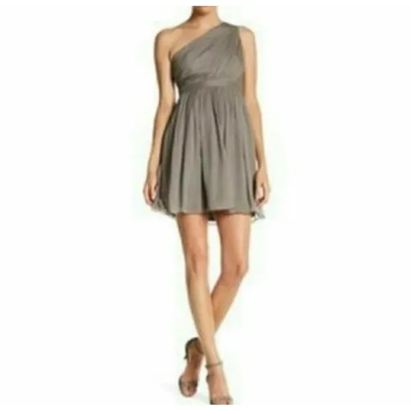 J‎ CREW SHORT DRESS SILK CHIFFON FORMAL 4 KYLIE ONE SHOULDER Black #41825 - Image 12