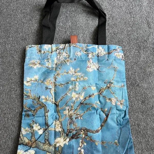 polyester Oil Painting Van Gogh Print Tote Reusable Shopping Bag Almond Blossom - Image 4