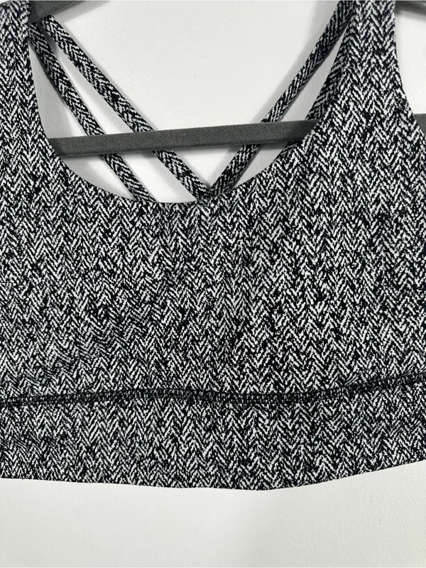 Lululemon Energy Bra Long Line Medium‎ Support B-D Cup Herringbone Black Size 8 - Image 6